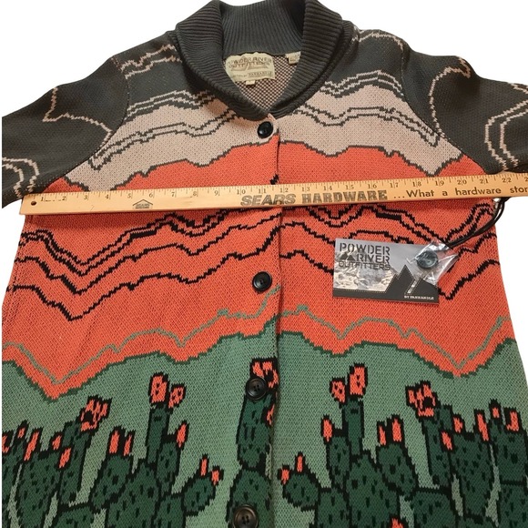 Powder River Outfitters Southwestern Desert‎ Cactus Collar Cardigan Sweater L - Picture 6 of 16